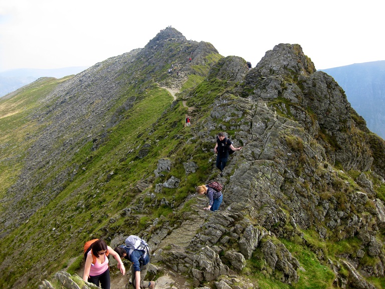 Panoramic view of Access and 42nd street climbing different points of Helvellyn