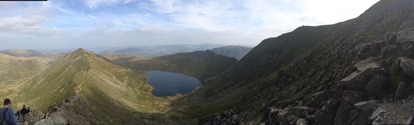 View of body of water and the team descaling Helvellyn